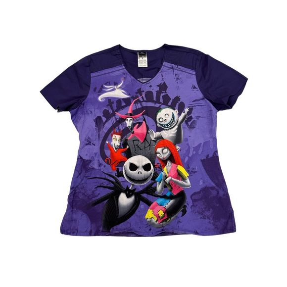 Disney Tops - Disney The Nightmare Before Christmas Purple Short Sleeve Scrub Top